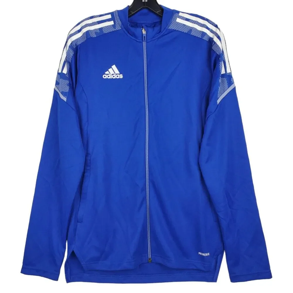 ADIDAS Jacket CONDIVO 21 Mens Small Blue Full Zip Soccer Activewear PRIMEBLUE